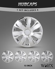 15 Set Of 4 Chrome Wheel Covers Snap On Full Hubcaps For R15 Tire Car Truck Suv