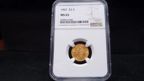 1907 MS65 $2.5 Gold Liberty Quarter Eagle NGC Certified Gem - PQ Stunner