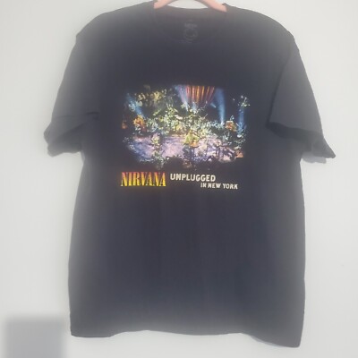 Nirvana Unplugged In New York 1993 T Shirt Black Sz L Set List On