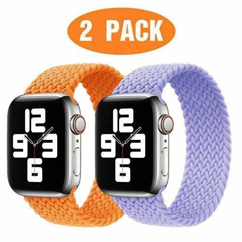 2 Pack Elastic Braided Solo Loop Strap Band Fit Apple Watch Series 7 6 SE 5 4 3 - Picture 14 of 20