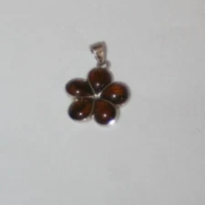 925 Silver Flower 5 Petal Brown 0.5" Charm for Bracelet Necklace