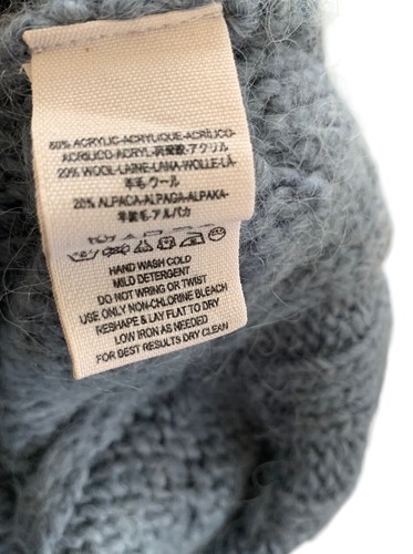 Free People Chunky Cableknit Fisherman Sweater Womens M Gray Pullover 20%Alpaca - Picture 11 of 11