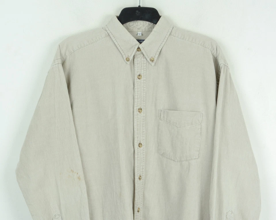 Camisa Tom Tailor Para Hombres L Pana Suave Algodón Cordones Mangas Largas Informal Top De Colección Foto 4 de 4