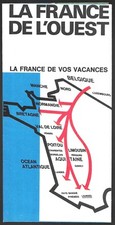Vintage Western France Map Travel Tourist Brochure 1964