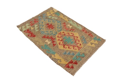 Afghan Kelim 97 x 66 cm Handgewebter Orient Kelim Neu Multicolor Pastelfarben - Bild 2 von 7