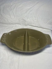 Brushes Earthenware divided serving dish - “Kane” - Green