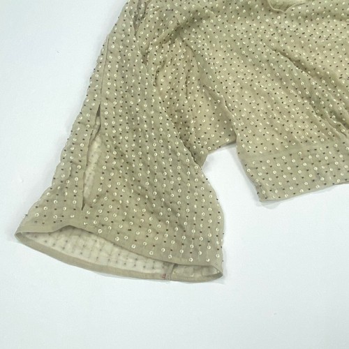 Lucky Brand Womens Blouse Bell Sleeve Ivory Sequined V Neck Sz L Holiday - Picture 9 of 12