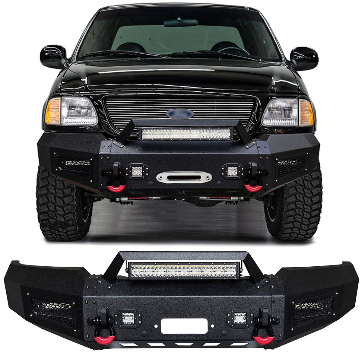 Vijay For 1997-2003 Ford F150 Black Front Bumper with Winch Plate