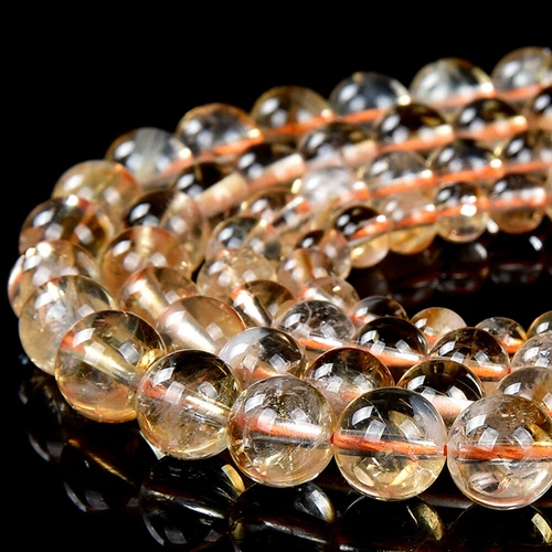 Cuentas redondas de citrino translúcido natural AA 4 MM 5 MM 6 MM 7 MM 8 MM 9 MM (D486) - Imagen 1 de 3