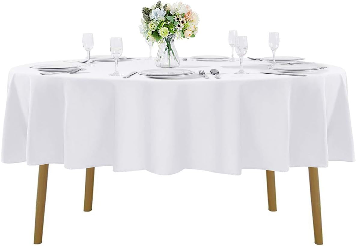 90-Inch Round Washable Polyester Tablecloth Decorative Cover for Dining and Events