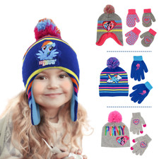 My Little Pony Toddler Winter Hat and Kids Mitten or glove Set, Beanie Age 2-7