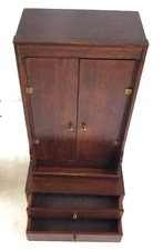 Vintage Hand Made Wood Jewelry Armoire Drawers 17" Primative