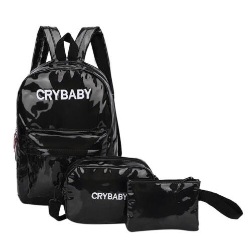 3pcs/Set Letters Unisex Street Leather Backpacks Student Shoulder Bag UK - Imagen 10 de 13