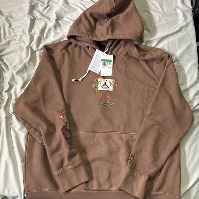 Travis Scott X Jordan Flight Graphic Hoodie Archaeo Brown DO4093-256 Brand New