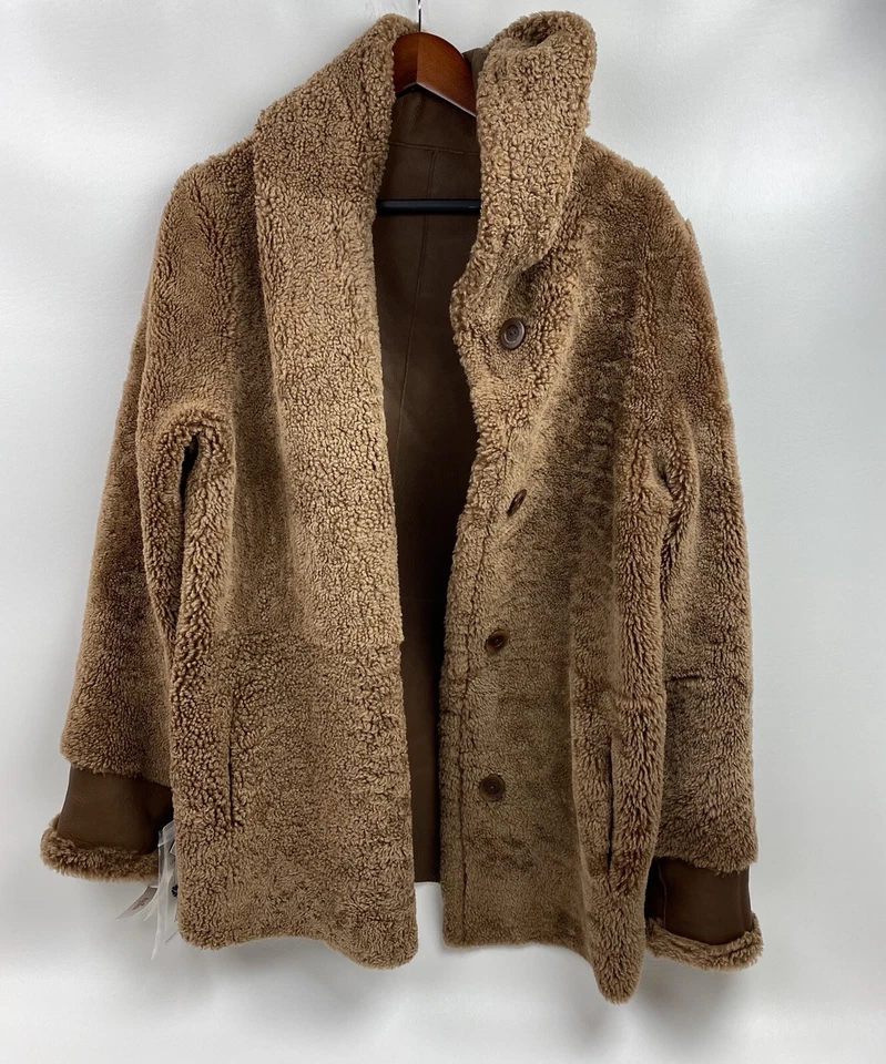 Abrigo con capucha reversible de piel de oveja oso de peluche pato azul #286 talla L $1500 al por menor Foto 3 de 4