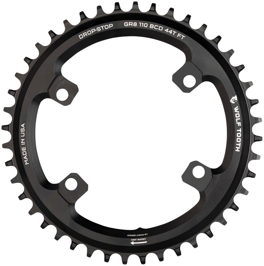 Кольцо цепи Wolf Tooth GRX 38t 110 BCD асимметричное на 4 болта 10/11/12-Spd из алюминия
