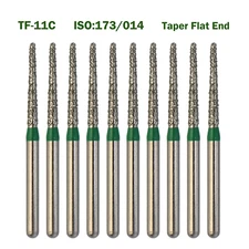 Dental Diamond Burs FG TF-11C Taper Flat End High Speed Burr Coarse Grit 10pc/pk