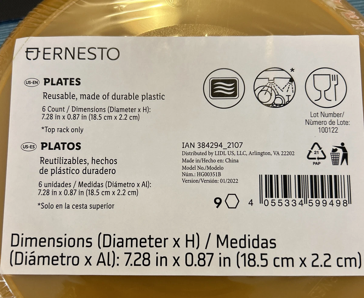 Ernesto Reusable 6 Count Children s Colored Plates brand New