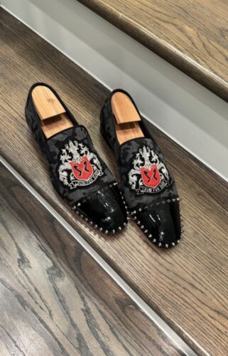 Christian Louboutin Shoes Slip-on Loafer Emblem Black Size 42 US About 9Men