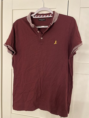 Mens Brave Soul Short Sleeved Polo Top Burgundy Size XL - Picture 2 of 4
