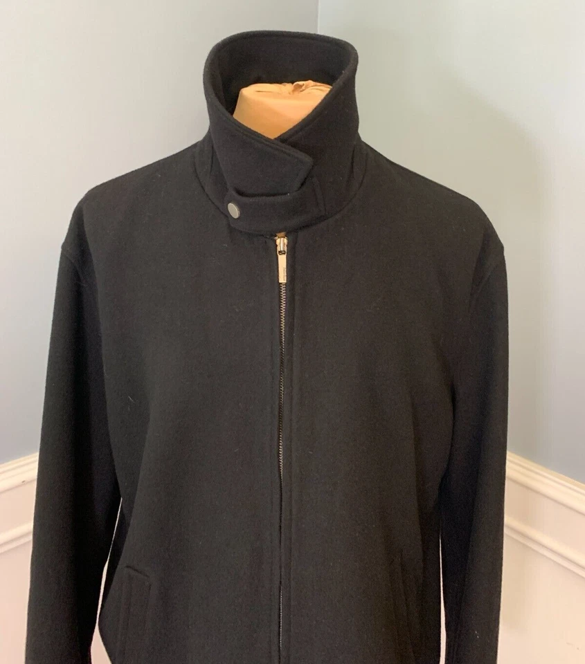 Perry Ellis Jacket Mens XXL Bomber Military Wool Blend Lined Preppy Zip Up - Image 3 of 4