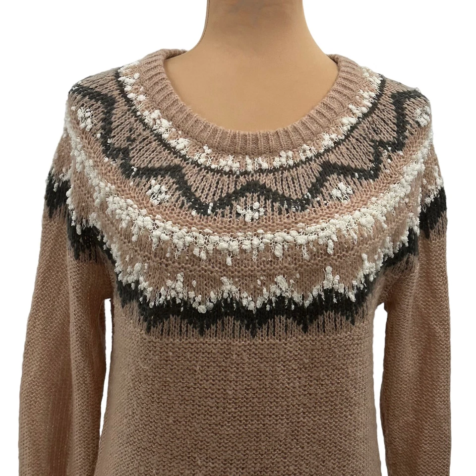 Suéter Canyon River Blues Fair Isle Copo de Nieve Nórdico Tostado Rosa Gris Blanco Mediano Foto 3 de 4