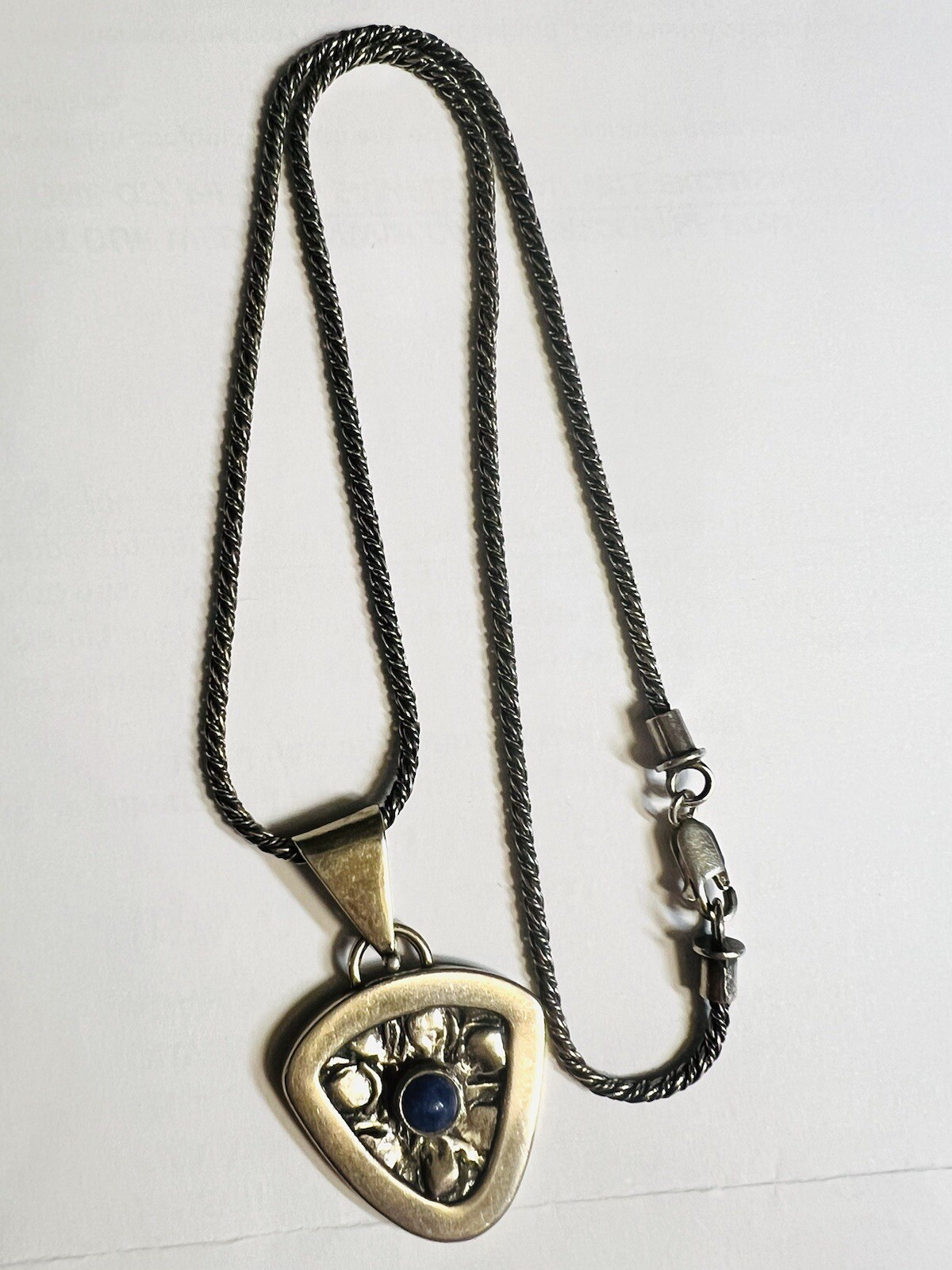 Sterling Silver Triangular pendant with Blue Gems… - image 9