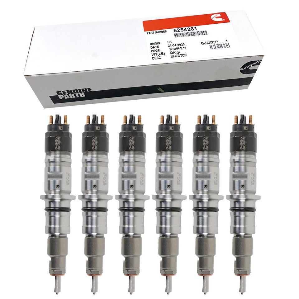 6PCS Fuel Injectors 5254261PX 0445120177 For Cummins 6.7L ISB QSB Engines – New