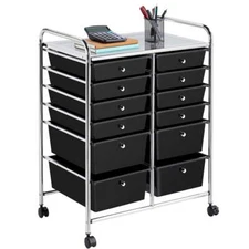 12 Drawer Rolling Storage Cart for Home Office School Art Supplies Storage Black
