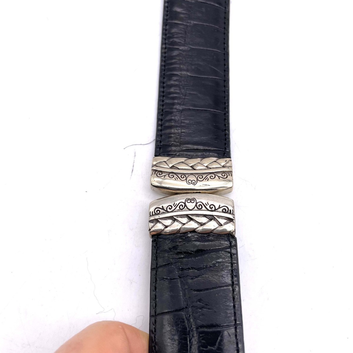 Brighton, vintage reversible, black brown croc embossed belt, adjustable buckle Brighton Vintage Reversible Black Brown Croc Embossed Belt  main image 2