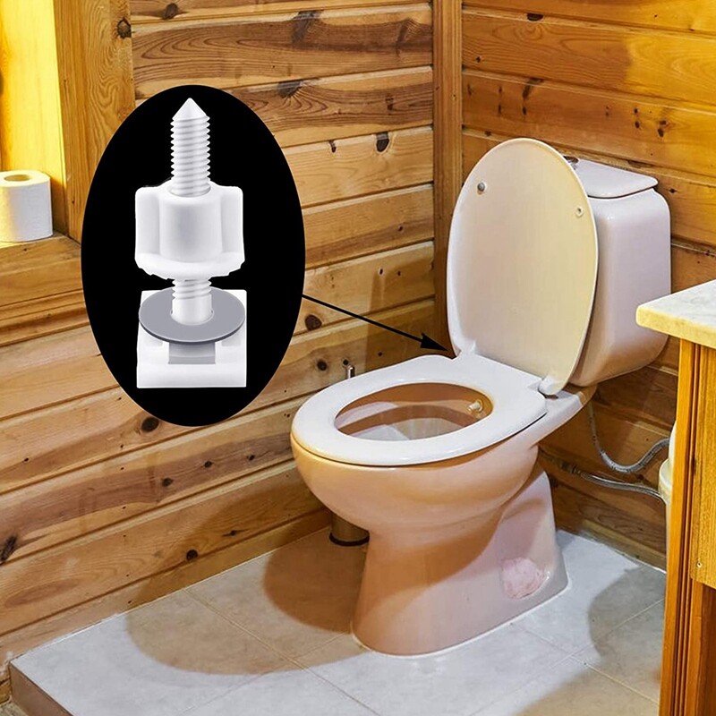 10 Pieces White Plastic Toilet Screws and Nuts with Rubber Washers