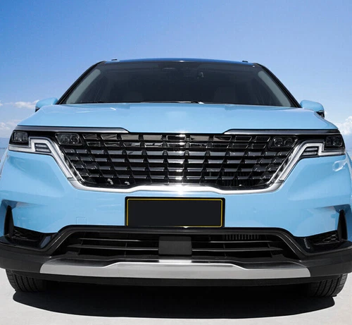 Parachoques delantero para Kia Carnival 2022-2024 rejilla antiniebla párpados borde negro brillante - Imagen 4 de 5