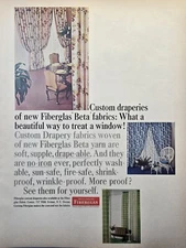 Owens-Corning Fiberglas Beta Fabrics Drapery Vintage Print Ad 1964