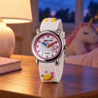 Excellanc Kinderuhr Weiß Einhorn 3D Silikonband Lernuhr Quarz Analog 4500006-003