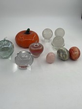 VINTAGE Glass Paperweights Mixed Lot Of 10. Apples, Egg Shape, Pumpkin, Sports