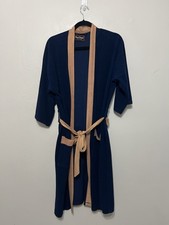 Vintage Classic Navy Blue Royal Knight MEN'S COTTON WRAP AROUND ROBE SIZE L