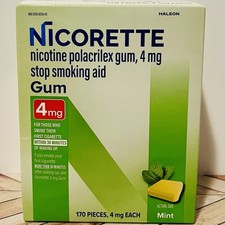 Nicorette Nicotine Gum Fresh Mint 4 MG Stop Smoking Aid 170 Count Exp 03/2028