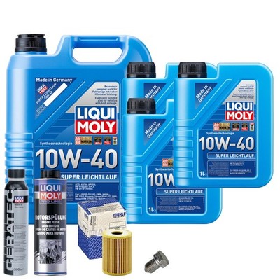 Motoröl 10W40 LIQUI MOLY 8L+MAHLE Ölfilter+Spülung+Cera Tec+Ölablassschraube