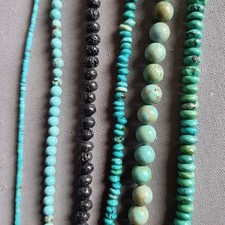 Konvolut Edelsteinstränge Türkis Lava Chrysokoll Perlenketten Kugel Schmuck