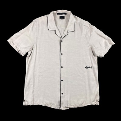 Ksubi Men s Short Sleeve Button Up Shirt Size Medium Downtown 1999 Gray Beige