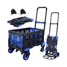 2 in 1 Hand Truck Dolly Foldable with Basket,Hand Truck Foldable with Retract...