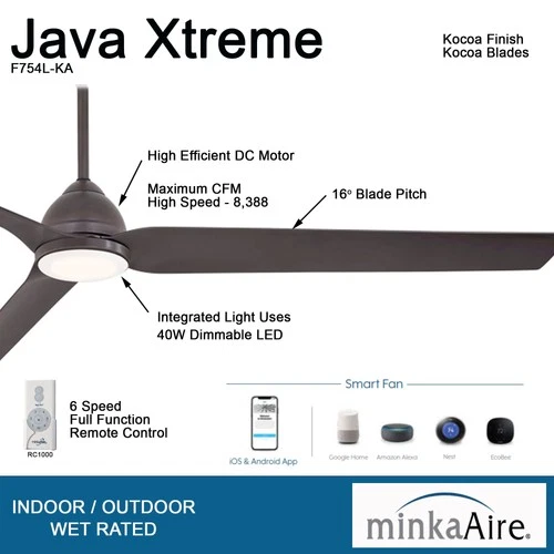 Minka Aire Java Xtreme 84"  - Kocoa 3-Blade Remote Control - Picture 5 of 5