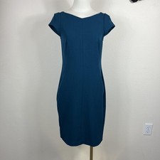 MM Lafleur Dress Womens 2 Blue Sheath Office Career Business Work Old Money