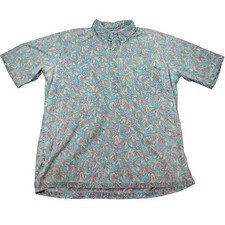Vintage Reyn Spooner Hawaiian Shirt Men XL Teal Floral Reverse Print Pullover