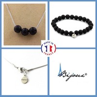 Mineralien Und Edelsteine. Schmuckset Armband Halskette 3 Perlen Lava 8