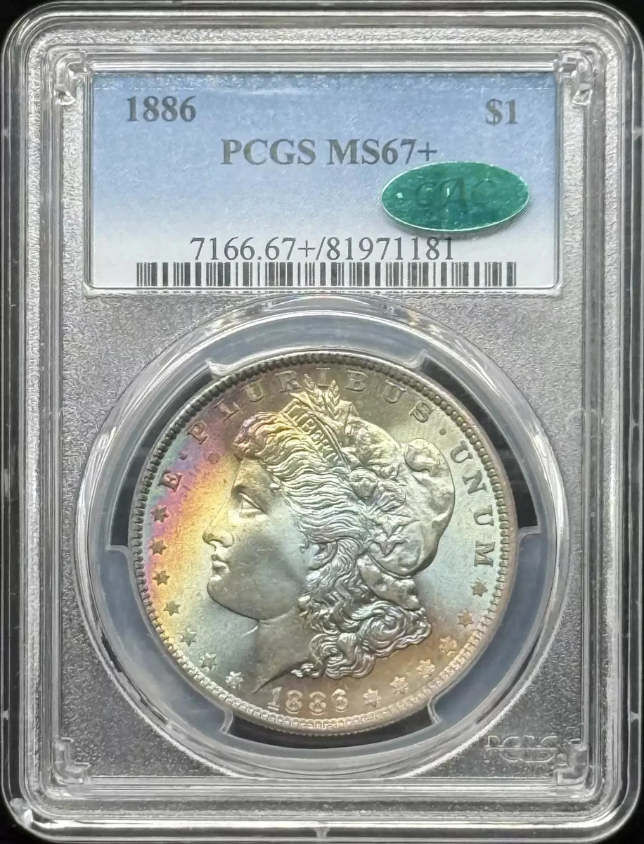 PCGS & CAC Certified Silver MS 67 Graded Morgan US Dollars (1878