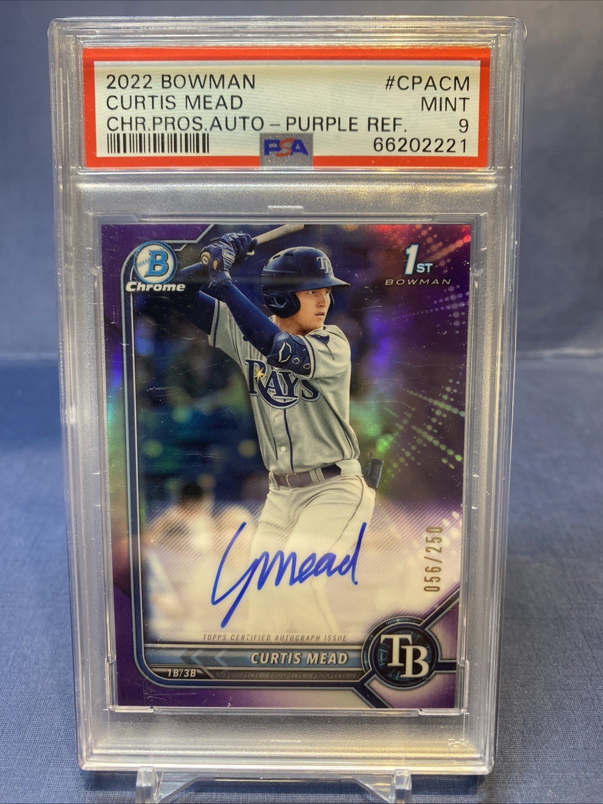 2022 Bowman - Curtis Mead- 1st Purple Chrome Refractor Auto /250 🔥#CPA-CM