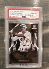 2015 USA Baseball Box Set 18u National Team Hunter Greene #10 Black Auto PSA 8