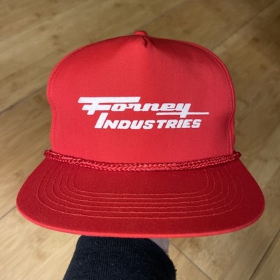 VTG Forney Industries Red Rope Trucker Hat Weld Snap Cap Partially Structured