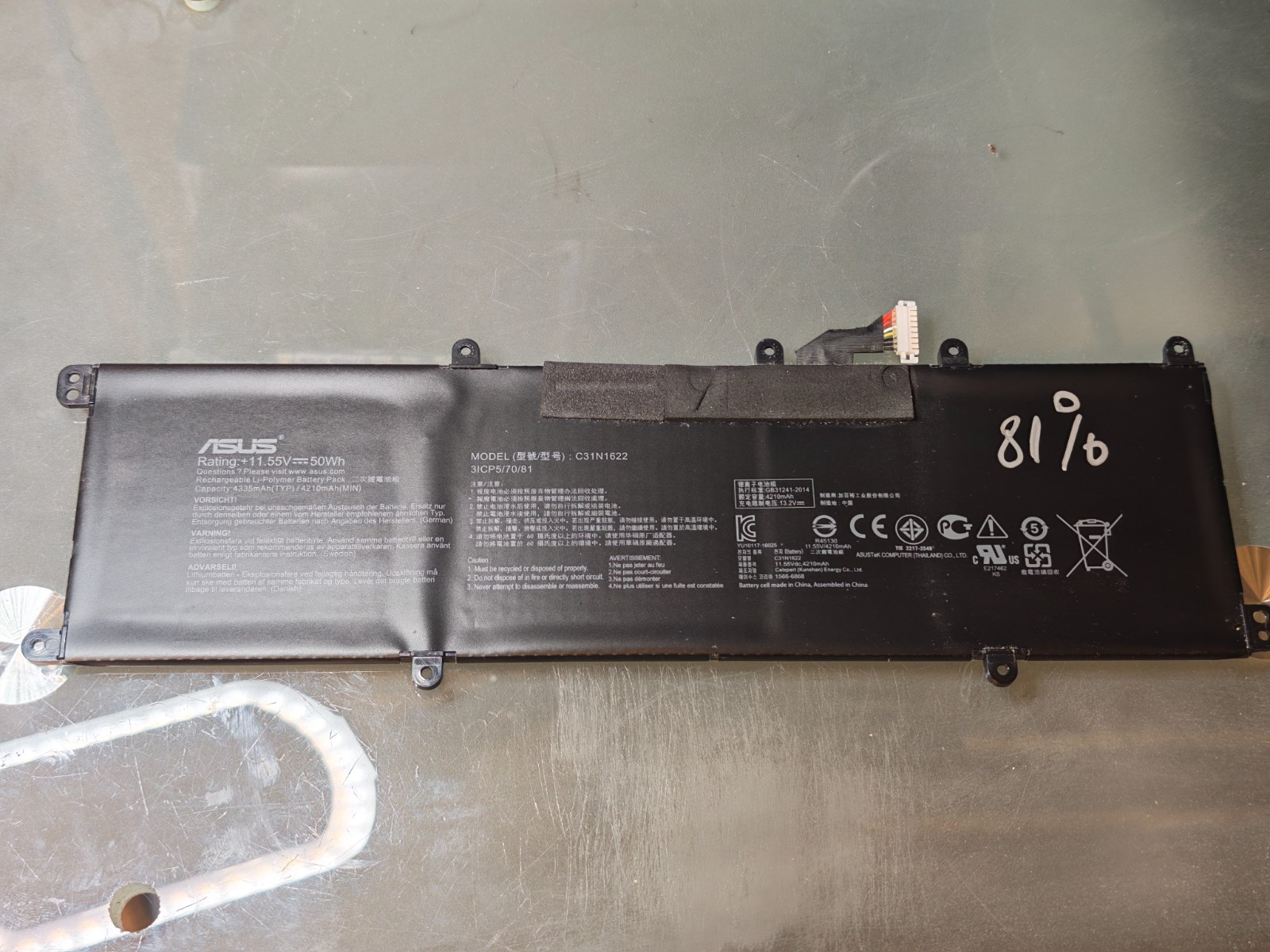 ASUS BATTERIA ORIGINALE C31N1622 11,55V 50Wh 4335mAh #